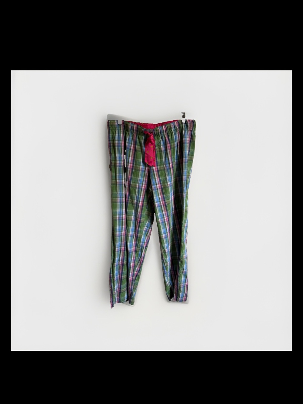 Joe Boxer Green Plaid Pajama Pants with Pink Drawstring